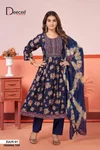 Zulfi By Deecee Rayon Foil Printed Embroidery Anarkali Kurtis Set